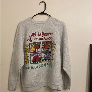 Gray Sweatshirt with Floral Graphic